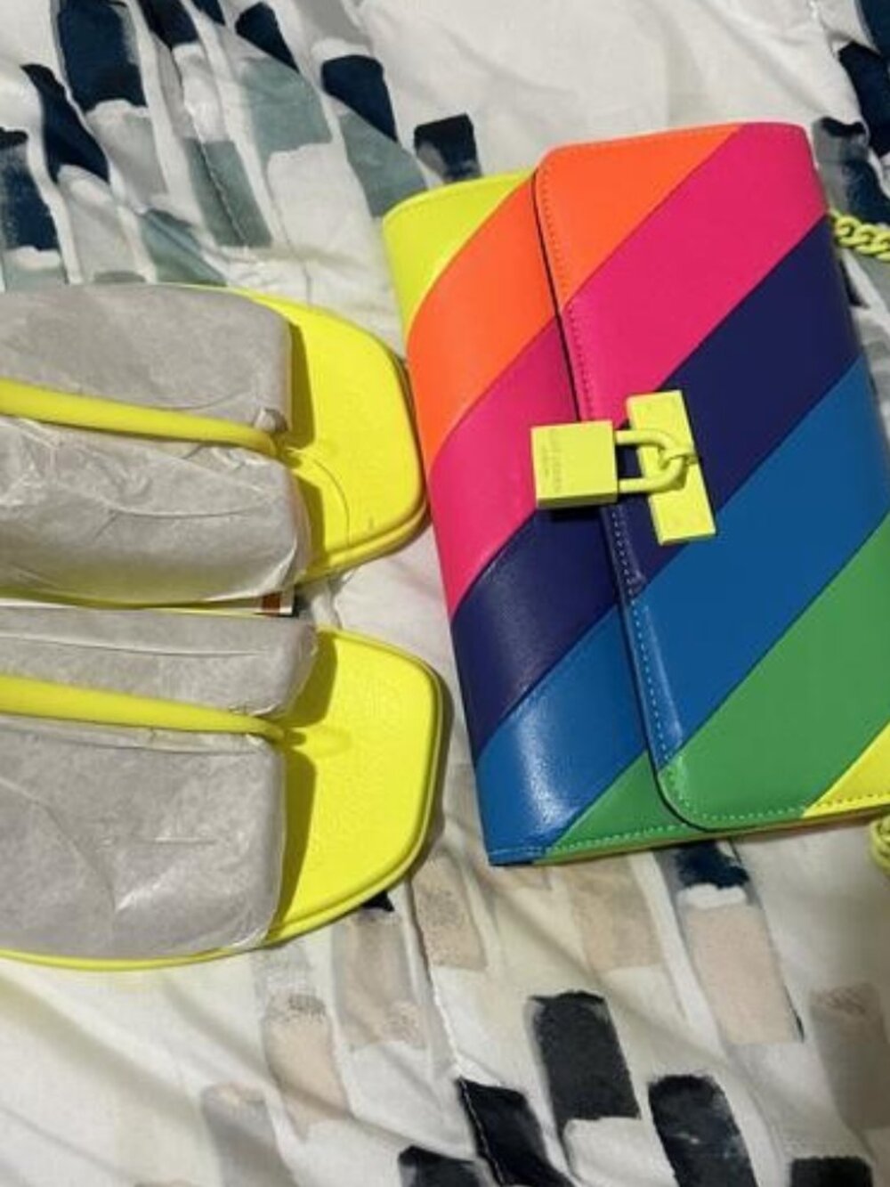 Kurt Geiger London Rainbow Brixton Chain Wallet Crossbody NWT Neon Leather